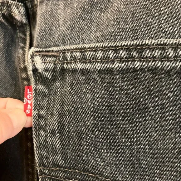 LEVI'S 501 Mens Vintage Button Fly Distressed Red Tab Jeans 33x34 Black AN EXC - Picture 7 of 12